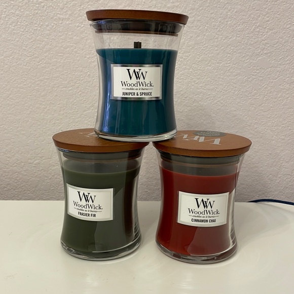 Woodwick Other - Woodwick Candle Bundle- Frasier Fir, Cinnamon Chai, Juniper & Spruce